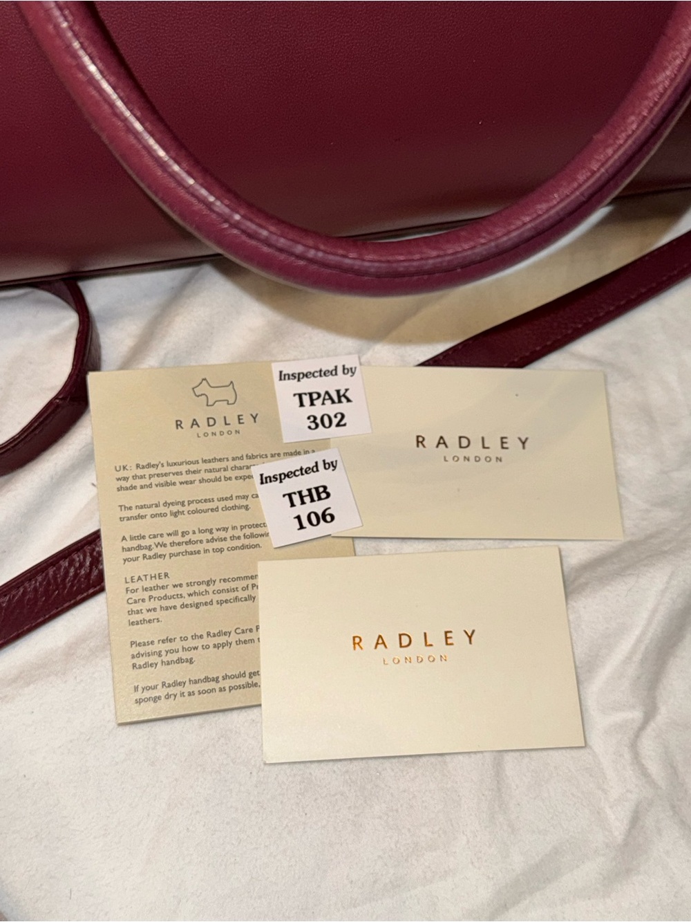Radley London Dark Cherry Burgundy Leather Satchel Top Handle Crossbody - Picture 8 of 11